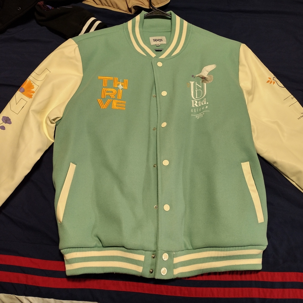 Mint Green and Cream Varsity Jacket